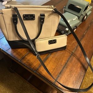 Kate Spade Black and Cream Satchel Set